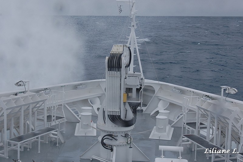 Vue depuis la passerelle pendant la tempête